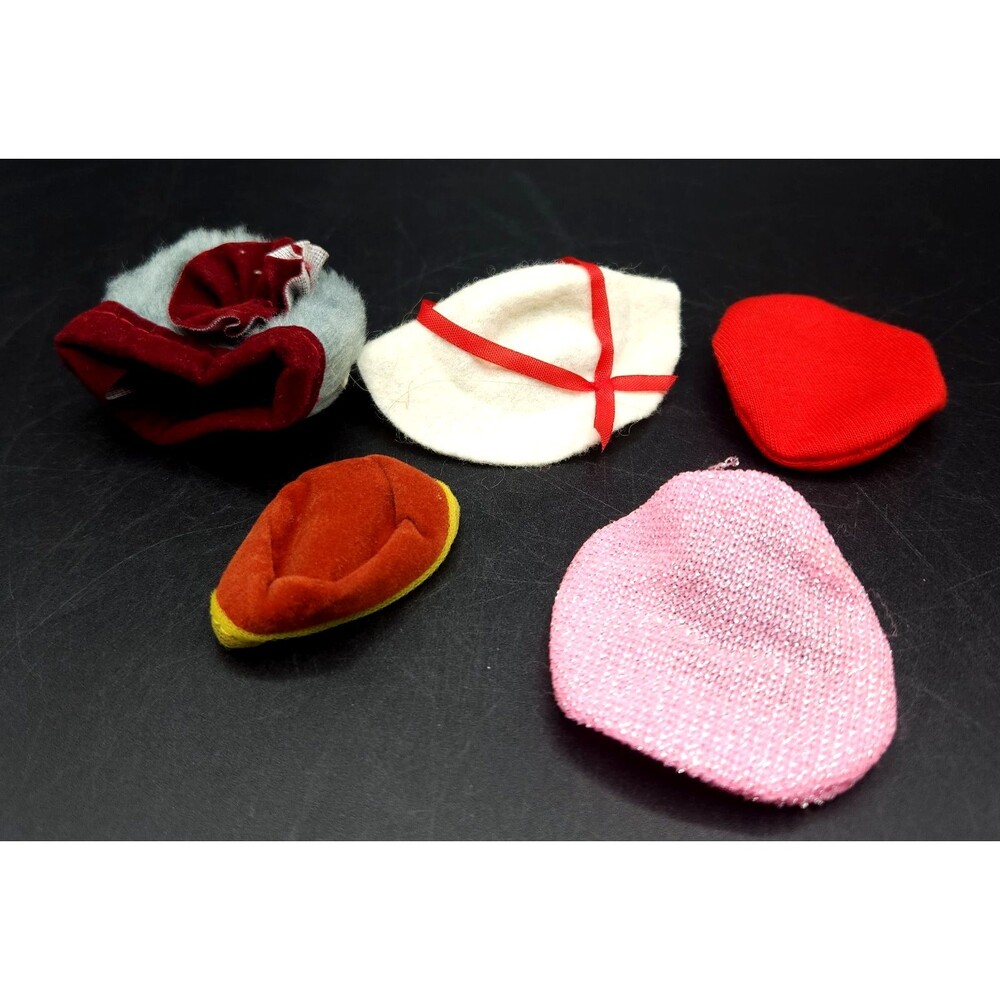 Lot of Vintage Barbie Doll Hats Fur Felt Velvet and Sparkly